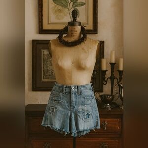 Pilco And The Letterpress Denim Distressed Women Shorts